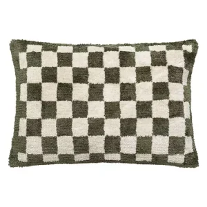 Cojín Damero Itha Verde Caqui 38x58cm