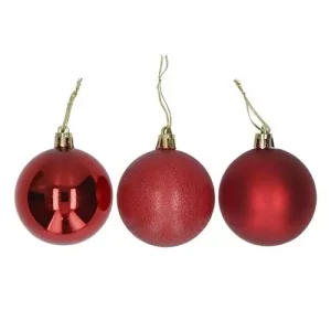 Bolas Navidad Rojo Brillo/Mate/Escarchado 6cm 12pcs