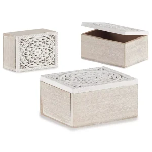 Caja Calada Madera Rectangular Blanco