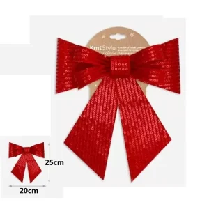 Lazo Navidad Lentejuelas Rojo 20x25cm