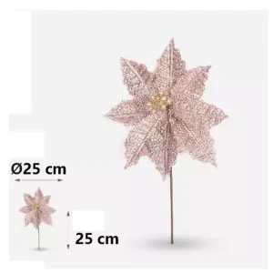 Flor De Navidad Rosa Oro 25x25cm