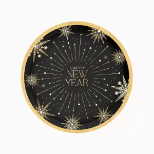 Platos Cartón Happy New Year 23cm 6uds