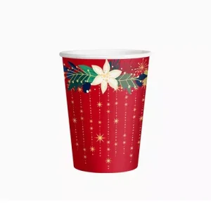 Vasos Cartón Rojo Adornos 270cc 6uds