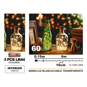 Luces Alambre Cobre 60L Blanca