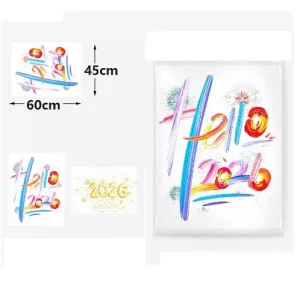 Pegatina Estática Navidad Hello 2026 45x60cm