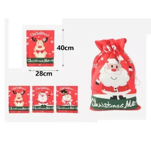 Bolsa De Regalo Navidad Con Cordón 28x40cm