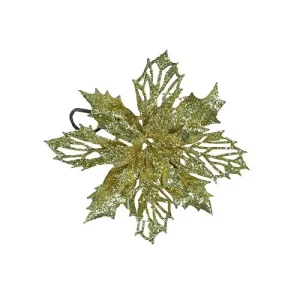 Flor Navidad Oro 15cm