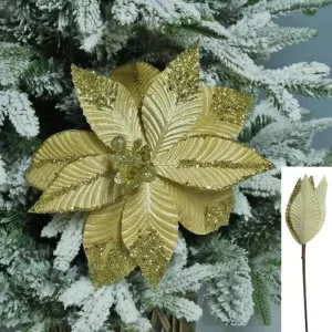 Flor Navidad Oro 29cm