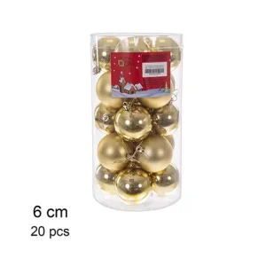 Bolas Navidad Oro Brillo/Mate/Purpurina 6cm 20pcs