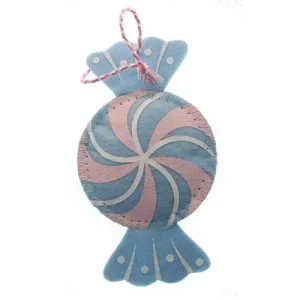 Colgante Caramelo Fieltro Azul 7,5x13x1,5cm