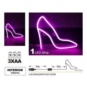 Luces Figura Zapato de Tacón 1 LED Rosa