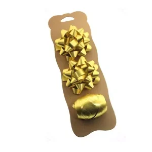 Pack 2 Lazos 7,5CM y Cinta Dorados 10M