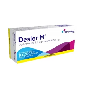 Desler M Desloratadina+Montelukast Pediátrico 2.5mg/5mg x 10 Tabletas Pharmetique