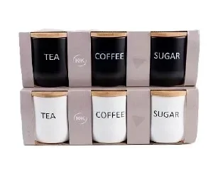 Latas Té- Café- Azúcar Redondas con Tapa de Bambú Set x3